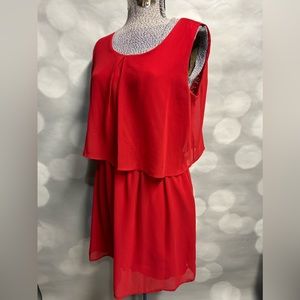 Sweet Storm red mini dress with cape-like attached piece and‎ lace back